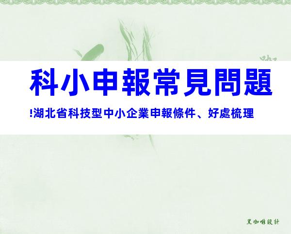 科小申報常見問題!湖北省科技型中小企業申報條件、好處梳理