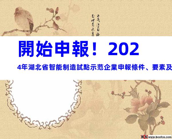 開始申報！2024年湖北省智能制造試點示范企業申報條件、要素及申報時間