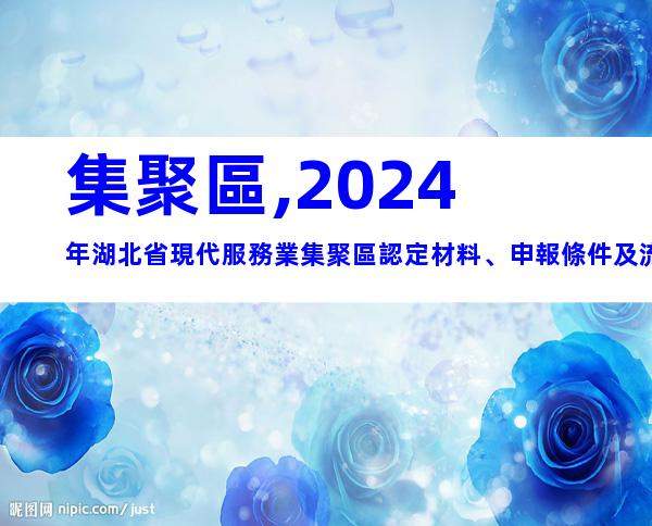 集聚區,2024年湖北省現代服務業集聚區認定材料、申報條件及流程